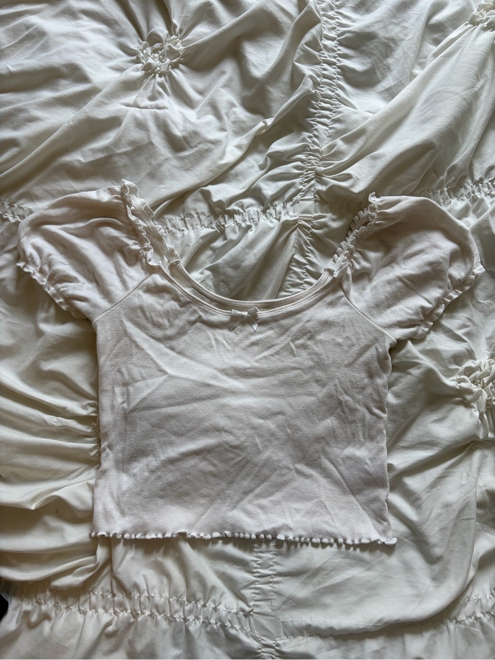 American Eagle Outfitters White Puff Sleeve Crop Top